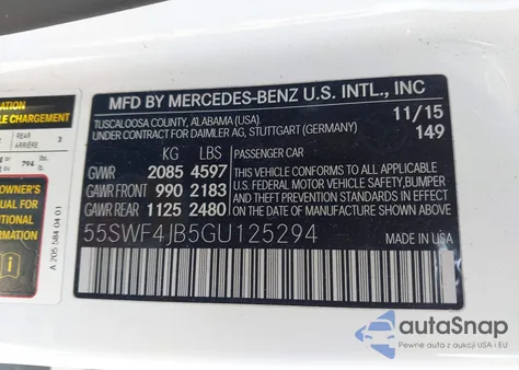 2016 Mercedes-Benz C 300 Sport from USA, damaged, VIN 55SWF4JB5GU125294